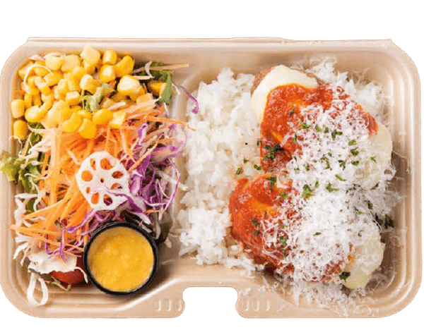 二種のチーズトマトハンバーグ弁当